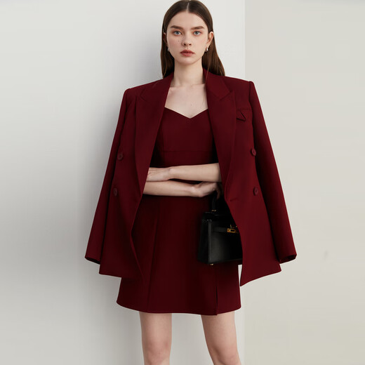 DPLAY 2025 Autumn New Red Minimalist Suit Feminine Fashion Casual Jacket Suit Suit Anchor Red-Suit M