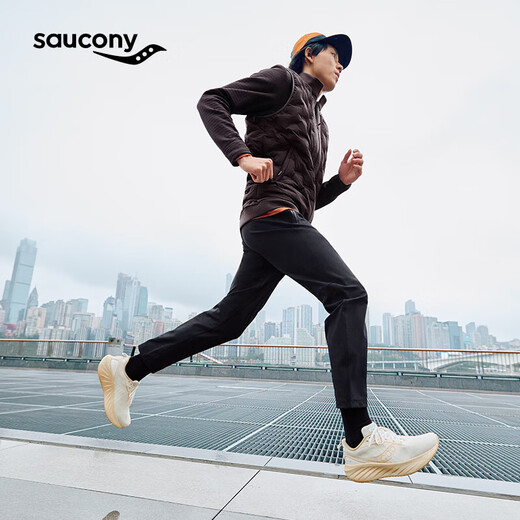 Saucony索康尼彭于晏同款胜利22跑步鞋男缓震舒适跑鞋米咖啡（宽楦）42.5