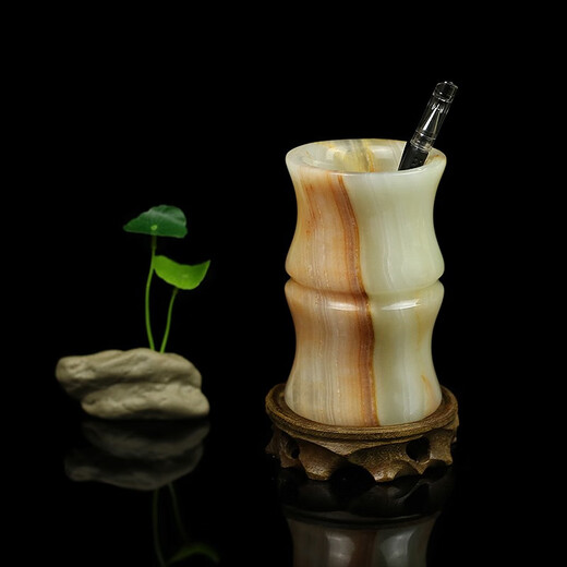 Platin xixi natürlicher Jade-Stifthalter Schritt für Schritt zu High-End-Büro-Desktop-Ornamenten Studienzimmer High-End Memorial Geschenke für Älteste Lehrer C12808 [Fast morgen]