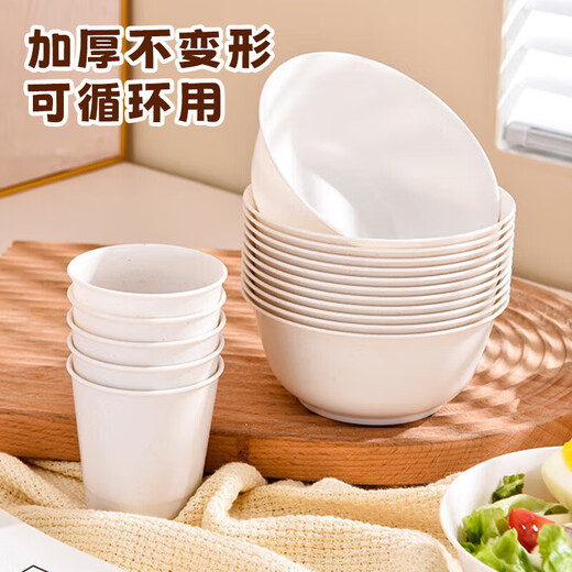 美厨（MAXCOOK）一次性餐具套装食品级环保可降解一次性碗筷勺子盘碟杯子桌布套装 餐具5件套大号 20份 MCPJ1049