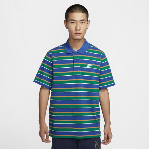 耐克（NIKE）短袖男装季新款户外健身运动服POLO衫条纹百搭翻领休闲T恤 FN3897-480 M