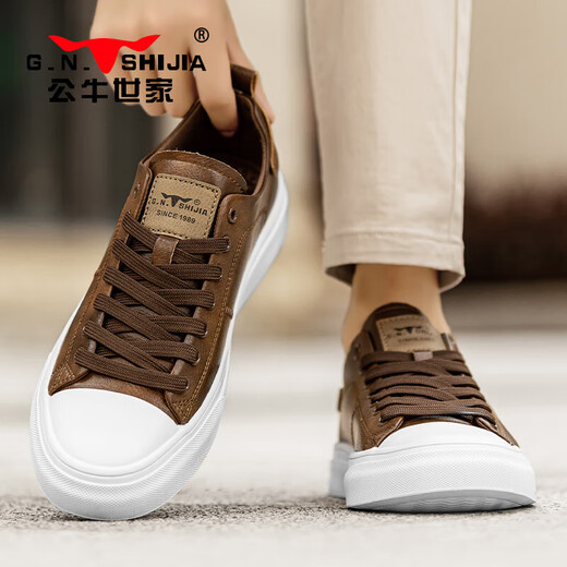 G.N.Shijia Light Luxury Brand Herrenschuhe Frühling und Sommer Neugeschäft Casual Schuhe Herren weiße Schuhe Herrenbronze [Vier-Jahreszeiten-Single-Schuhe] GN124101003 41