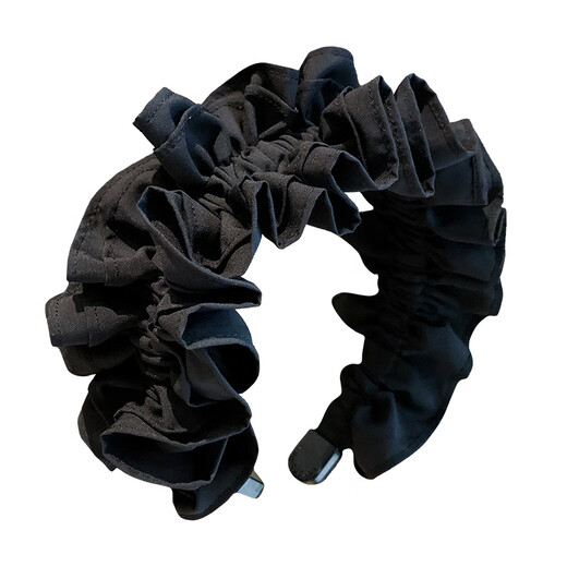 Aitanfang headband light luxury women's model 2025 new wide black pleated high skull headband showing face small temperament pressure hairpin hair hole black pleated headband