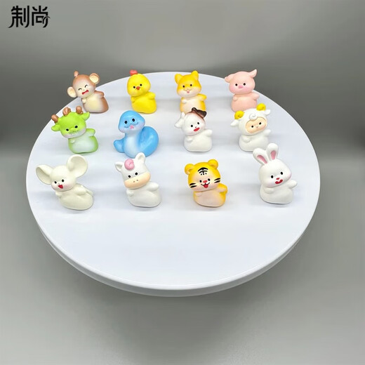 创意歪头十二生肖diy装饰品配件迷你桌面小摆件儿童玩具模型礼物 迷你可爱十二生肖12款