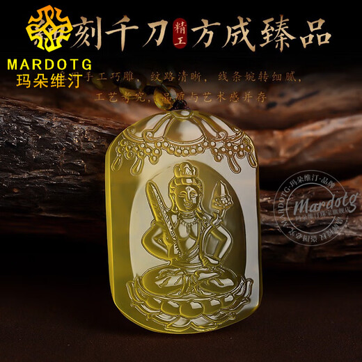 MARDOTG citrine natal Buddha pendant for men Manjusri Bodhisattva natal year twelve zodiac amulet necklace pendant for men and women Fudo Bodhisattva (zodiac chicken)