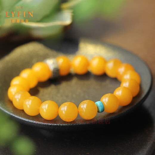Layun Feiyin Collection Grade Russian Material Chicken Fat Yellow Beeswax Bracelet Women's Year of Life Bracelet Transfer Buddha Beads Jewelry Couple Gift Rat Thousand-Hand Guanyin 10mm (with Certificate)