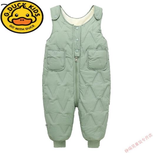 G.DUCKKIDS children's overalls for boys and girls in autumn and winter all-in-one velvet cotton pants for babies with open stalls for children and infants thickened outer trousers coffee color plus velvet and thickening 80