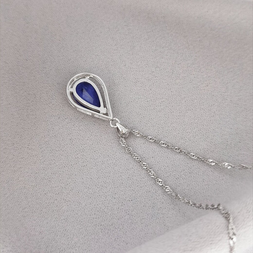 Fat Donglai purchases the same tanzanite pendant, retro style 925946 sterling silver drop-shaped necklace with blue zircon, single pendant