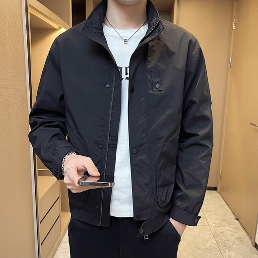 DVHNMK brand men's jacket men's spring and autumn new style business casual stand collar high-end jacket work jacket green-[spot quick delivery] regular M