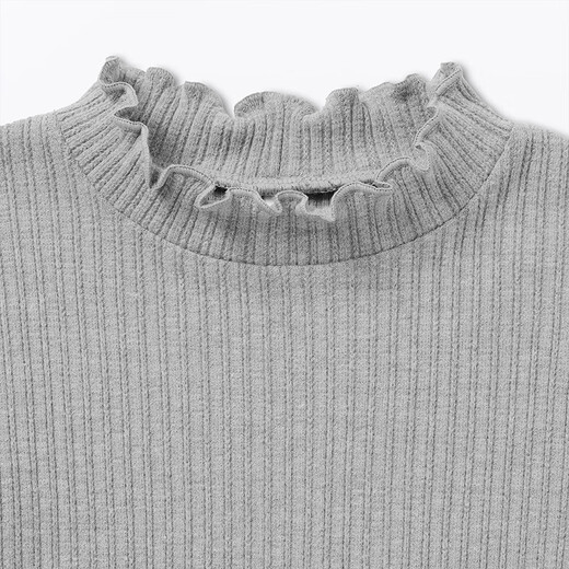 MUJI Big Children's Stretch Jacquard Woven Half Turtle Collar Long Sleeve T-shirt Children's Bottoming Shirt Children's 25 Winter CB1PDA5A Gray 130/64A