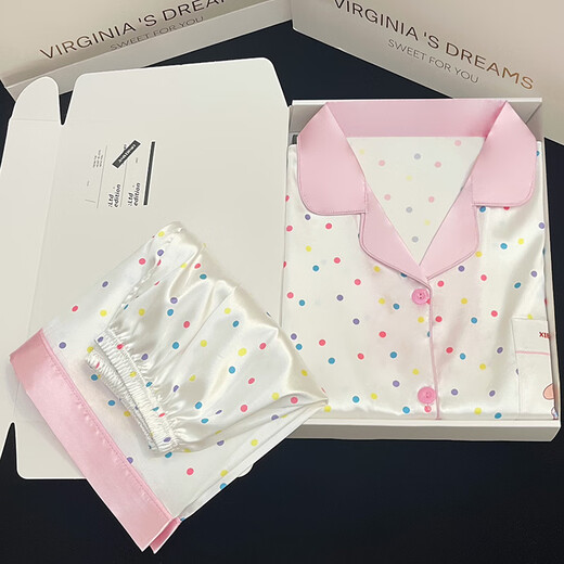 Pajamas de soie de glace zipjbx pour femmes pour les shorts à manches courtes à manches courtes à manches courtes pour l'usure en plein air. Haute qualité - Ensemble de LW9214 [Shorts à manches courtes] XL [Recommandé 120-135 Jin [Jin est égal à 0,5 kg]]]