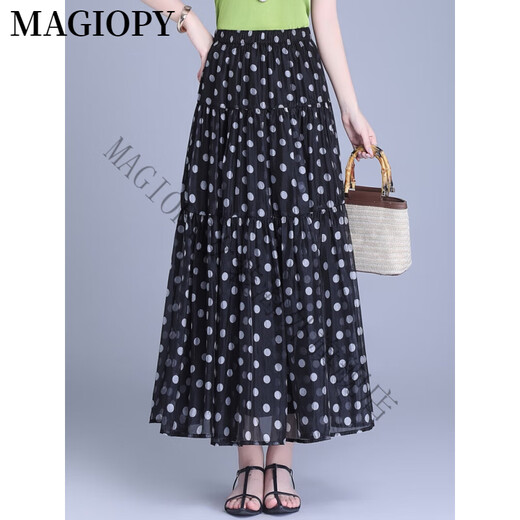 Magiopy International Luxury High-End Brand 2025 New Skirt Summer Summer Skirt Big Hem Skirt A-Line Light Luxury Black 90-150Jin [Jin equivale a 0.5 kg] Tamaño universal