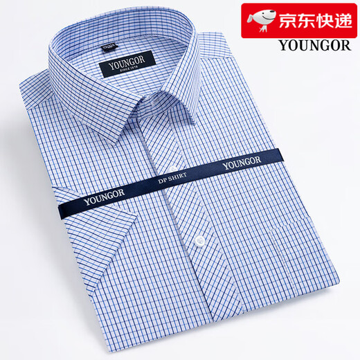 CEO Yageol Sommer Herren Kurzarm Shirt Business Formale Kleidung Casual Locker Arbeit kostenlos kariertes kariertes Hemd Männer DX6628 43 (empfohlenes Gewicht 170-180jin [Jin ist gleich 0,5 kg])