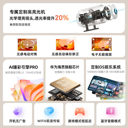 Rigal（瑞格尔）B2 投影仪家用便携智能投影机卧室手机投影(自动梯形校正 电动对焦 家庭影院电视)