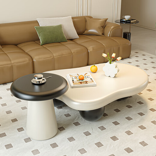 Seaworthy modern simple special-shaped cloud coffee table living room small apartment home high-end light luxury coffee table tea table tea table new combination black ball white table 100 + white frame black table 50
