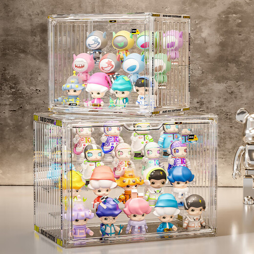 Haofanjie Figure Cabinet Display Cabinet Blind Box Display Box Bubble Mart Display Rack Storage Box Acrylic Doll Figure Box Fully Transparent Extra Large/Built-in 4 Layers Acrylic Fully Transparent, Magnetic Door, With Stickers