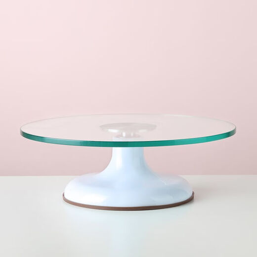 Turntable for birthday decoration, turntable, rotating plastered glass decoration table, household and commercial baking tool set, 12-inch double bearing thickened glass with anti-slip mat