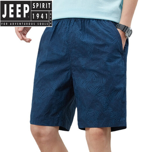 JEEP SPIRIT summer shorts men's solid color casual pants outside wearing men's loose simple five-point pants men's pants 9215 navy blue M