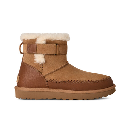 UGG new autumn women's comfortable, fashionable and warm flat-soled splicing casual belted short snow boots 1174575 CHE | Maroon 38