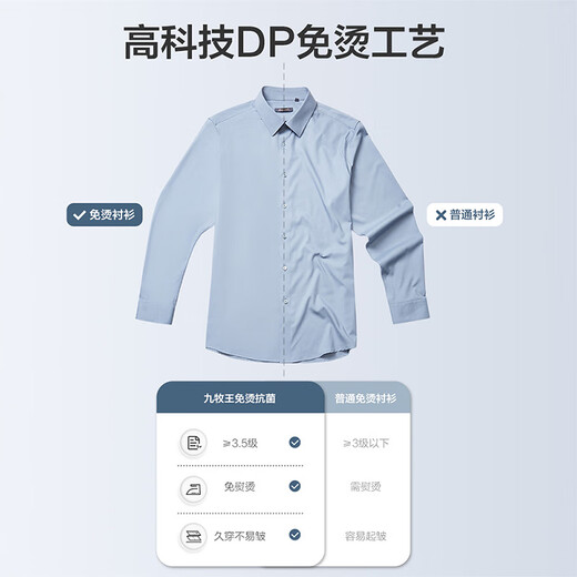 JOEONE non-iron antibacterial worry-free shirt men's business casual versatile autumn style including modal shirt slim version + gray + TC1DX40737 41 (175/96A)
