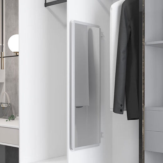 Chudian wardrobe mirror with contact lens inside push and pull full length mirror hidden folding and retracting hidden fitting mirror Explosion-proof 12035 ivory white three-section silent track No