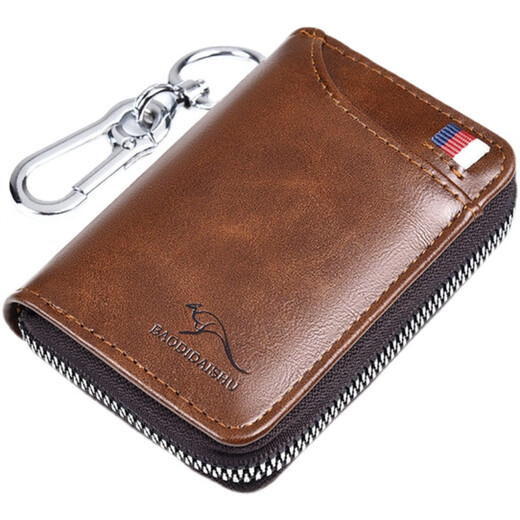 Luyide's new large capacity key bag for men's waist-mounted card bag two-in-one car key bag multi-function women's khaki gold