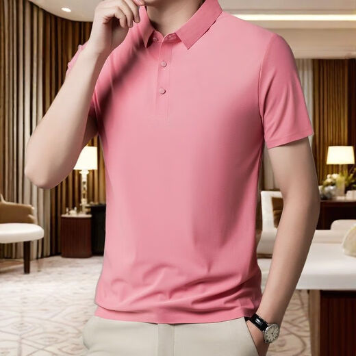 Ttpmer Summer Stretch Ice Silk Shirt Polo Camiseta de manga corta Tendencia de camiseta 12358 Negro + 12358 Dark Grey M Recomendado 80-105Jin [Jin equivale a 0.5 kg]