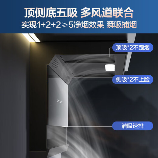 海尔（Haier）【国家补贴20%】家用顶侧底三吸油烟机23m³大吸力超薄平嵌7字型自清洗挥手智控  leader9721Q 【单烟机】顶侧五吸自清洁