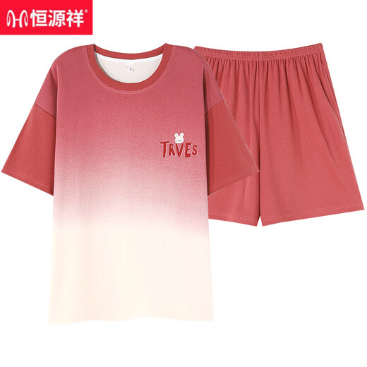 恒源祥纯棉睡衣女套装短袖学生全棉可外出门夏天小个子家居服套装 Y9859 M 【75-95斤穿】