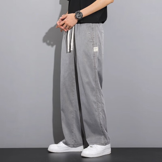 NOSSKISS国际男装品牌高端牛仔裤夏季薄款潮牌直筒宽松阔腿夏天休闲 1048灰色 均码 5XL建议200—220斤