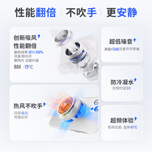 Feizhi B8X magnetic radiator, semiconductor air-absorbing, heat-absorbing, intelligent temperature control, ultra-low noise, game live cooling artifact is suitable for OnePlus Apple iPadIQOO