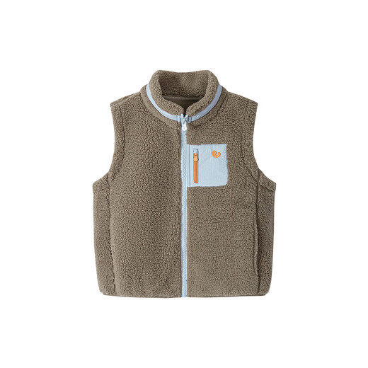 Mini Bala mini parent-child baby anti-static reversible plush vest warm parent-child winter khaki 50640-231425101201 120