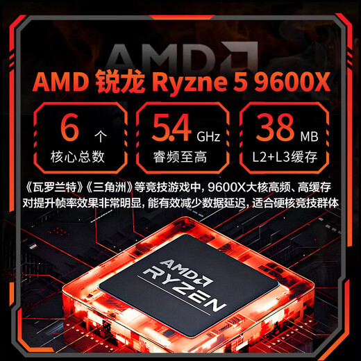 ASUS AMD R5 9600X host + RTX 5060 graphics card 7800X3D/RTX 5070 live game e-sports desktop computer DIY assembly machine without graphics card complete machine sea view room 9600X + ASUS RTX 5060 configuration two