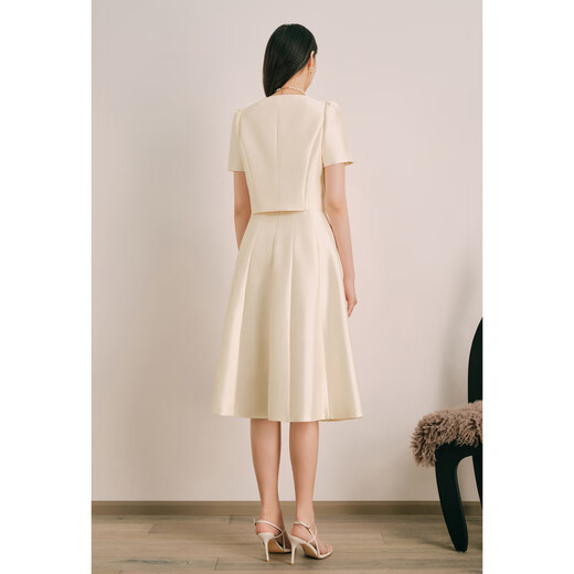 OBBLIGATO Olivia summer one-button short shoulder pad blazer single skirt off-white L