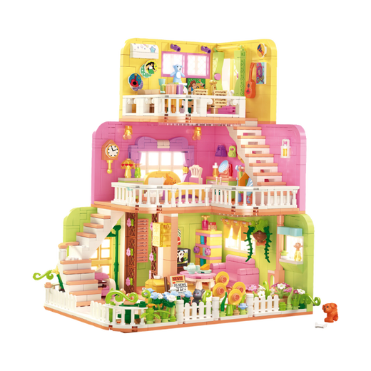Bloques de construcción 2024 NUEVA serie de chicas House Villa Building Blocks Castle Hut Asamblea Puzzle de juguete Doble capa - Wangwang Apartment + Light [1048 partículas]