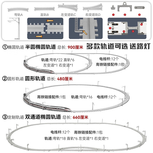 高铁玩具火车复兴号合金儿童遥控玩具车男孩带轨道仿真动车模型 电动款复兴号三节绿色 套餐二-半圆椭圆轨道可变道送路