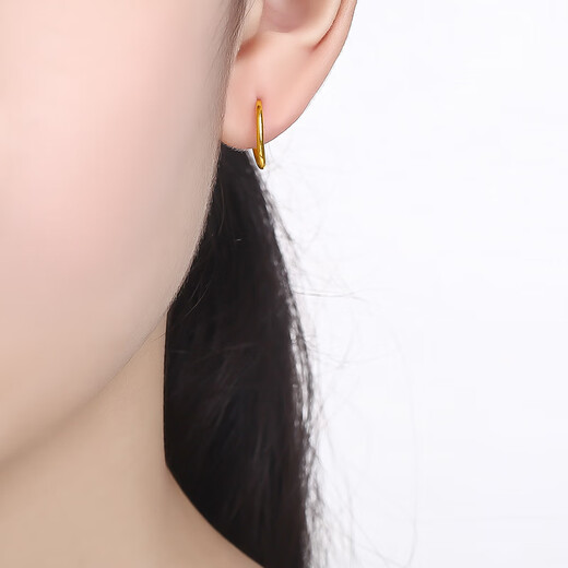 Saturday Blessing Simple Pure Gold 999 Gold Earrings Girls Birthday Gift Price AA090923 One Pair Approximately 1.21g