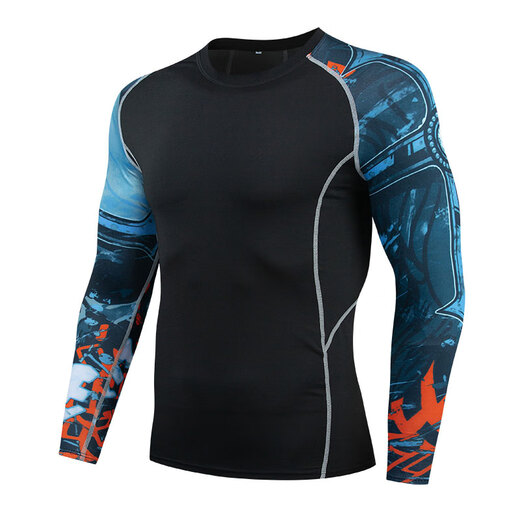 Nanbowan 2025 Neue Sportarten langärmelige Strumpfhosen für Herren Fitness High Elastic Superman atmungsaktivem Schnelltrocknungsanzug Basketball spielen hellschwarze 1049 zweiteilige Sets (85-110)