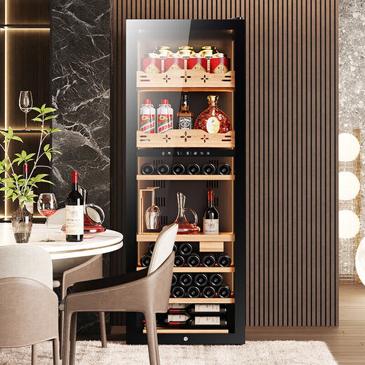 BAIKAILUN red wine cabinet, air-cooled, frost-free, electronic temperature control, single-door, constant temperature wine cabinet, first-class energy efficiency, office home wine tea cabinet, refrigerated refrigerator, thin fresh-keeping cabinet, freezer, fixed frequency, single temperature, multi-functional model, 256L thin model