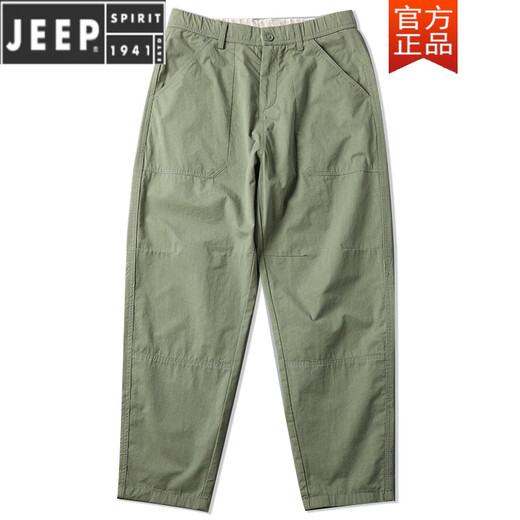 JEEP SPIRIT休闲裤男夏季纯棉阔腿裤宽松直筒日系哈伦裤男休闲长裤百搭工装裤 6626军绿 28