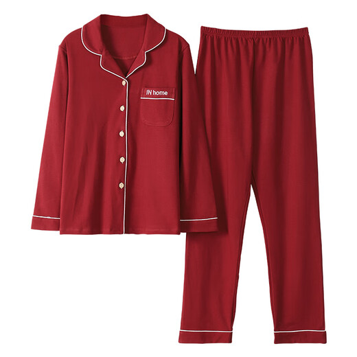 Antarktische Pyjama Frauen langärmelte reine Pure-Baumwoll-Frühlings- und Herbst-koreanische Version Frauen voller Baumwolle Lose Herbst- und Winter-Zweiteiler-Home-Kleidung Orange_9905 m