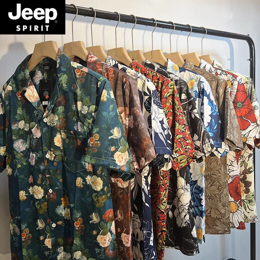 Jeep Spirit vintage vintage collier cubain chemise florale hommes et femmes en vrac kong kong couple hawaiian plage chemise à manches courtes x695 2xl