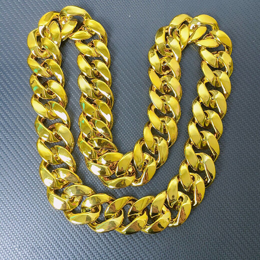 First encounter with big gold chain, props, gold watch, men's fake gold necklace, hip-hop gold thick, non-fading, funny, trick, oversized decoration, rich big gold chain necklace 80cm