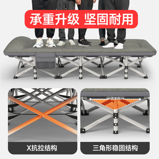 臣品优选折叠床午休床办公室午睡床单人床医院陪护床行军床户外家用简易床 【浅灰色-平头】十四脚充棉款