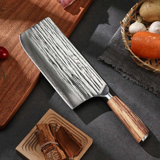 Shibazi a fabriqué un couteau à lame en feuille de bambou en acier composite forgé à la main, patrimoine culturel immatériel, couteau de cuisine extraordinaire de deuxième génération, couteau à découper J8284