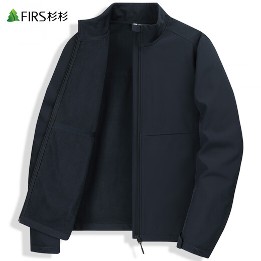 Shanshan (FIRS) Velvet Soft Shell Stand Collar Jacket Men's 2025 Autumn and Winter New Business Travel Commuting Light Outdoor Warm Jacket 399 Navy Blue L 175