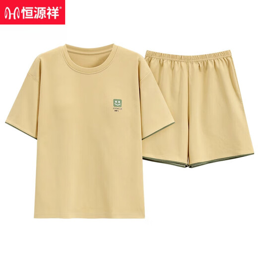 恒源祥睡衣女夏季纯棉短袖短裤简约休闲全棉薄款可外穿家居服套装可外穿 Z9855 M 建议80-100斤