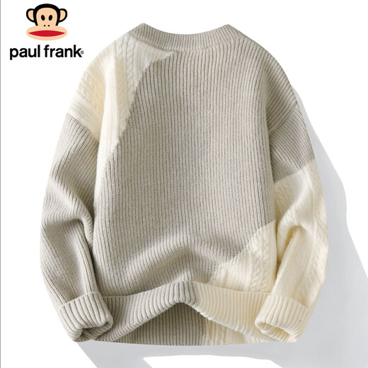 Big mouth monkey (paul frank) sweater men's autumn and winter casual sweater men's trendy brand base shirt warm sweater khaki XL