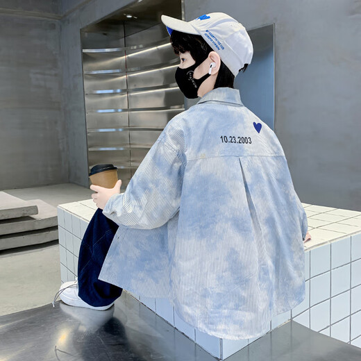 Children's clothing boys' spring shirts 2025 new spring and autumn long-sleeved medium and large children's handsome shirts spring boys' trendy khaki color 150 cm