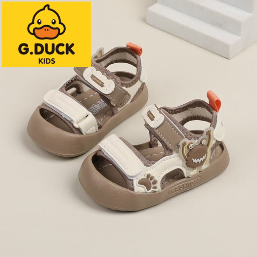 G.DUCKKIDS小黄鸭女宝宝夏季新款防滑学步6-18个月软底沙滩鞋男童婴幼儿凉鞋 黑色6622卡通凉鞋 10.5 内长13.0cm16码